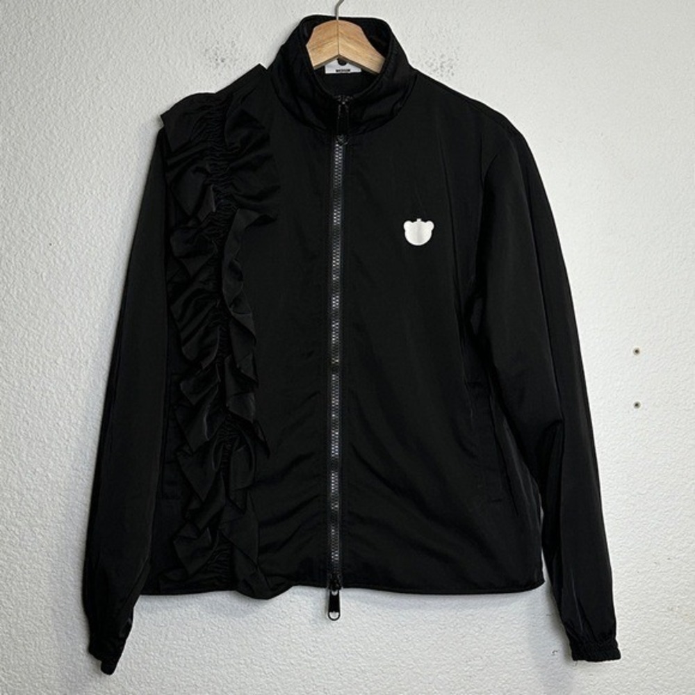Nicopanda Black Jacket Side Ruffle Full Zip Long Sleeve Medium